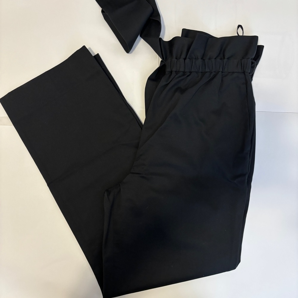 3-1 Phillip Lim - Black Paperbag Waist High Rise Wide Leg Trousers